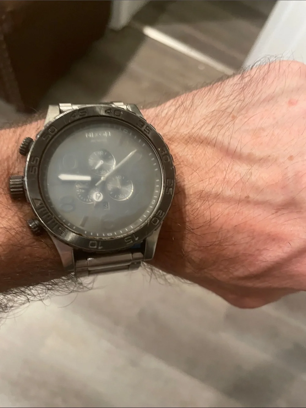 Nixon Gunmetal Stainless Steel Chronograph Watch